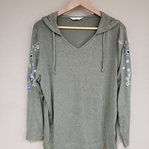 CJ Banks V-neck Embroidered Hoodie